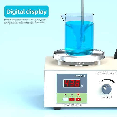 Miniatura 4 de Agitador magnético, placa caliente agitador magnético, mezclador magnético de 110 V 200 W, con barra de agitación magnética, pantalla digital,