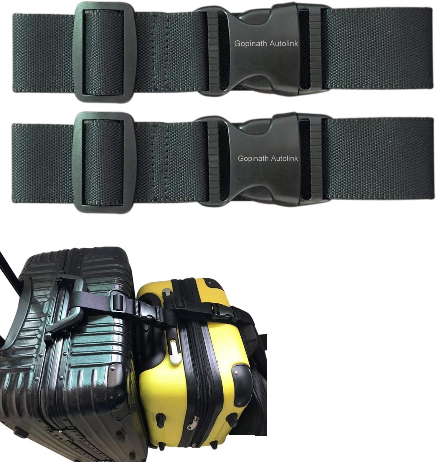 Gopinath Autolink 2PCS Add a Bag Luggage Strap, 1.5" x 20" Heavy Duty Adjustable Suitcase Belt Travel Attachment Travel Accessories for Connecting Your Luggage Together Approved-image-26