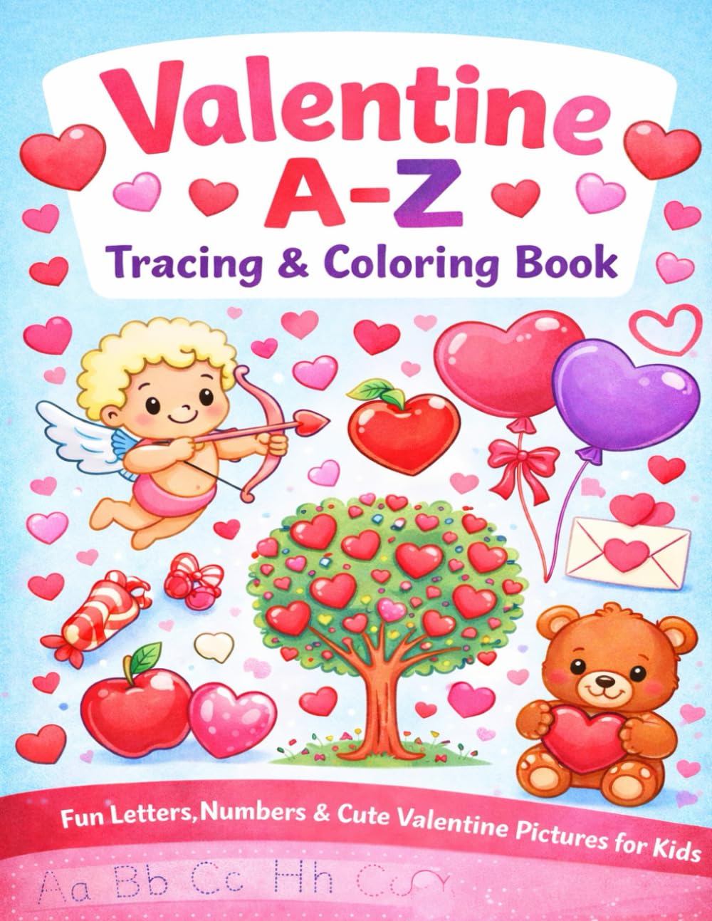 “Valentine Tracing & Coloring Book for Kids Ages 4-8”: “Learn Letters, Numbers, and Shapes with Fun Valentine-Themed Coloring Pages – Perfect for Toddlers, Preschoolers, and Early Learners”