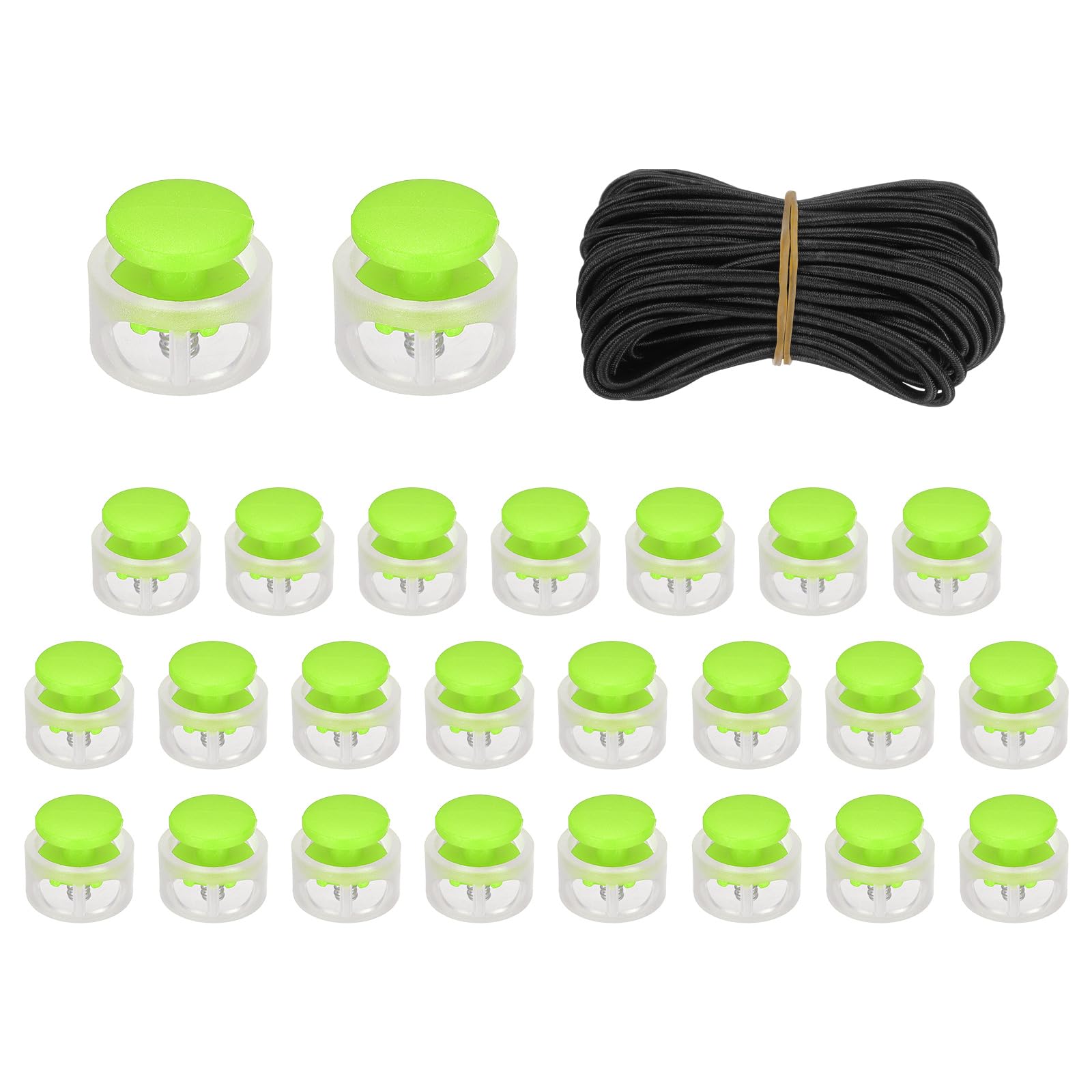 sourcing map 25Pcs Double Hole Cord Locks 14mm Spring Toggle Green
