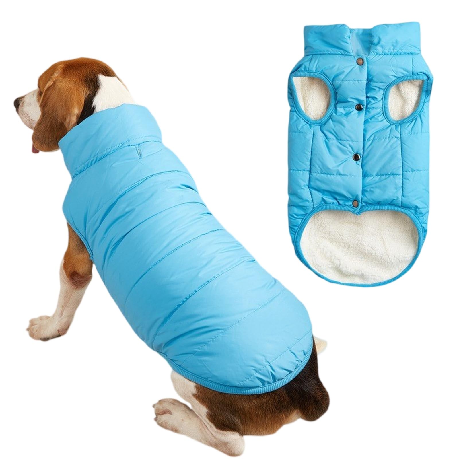 Dog Coat Windproof Winter Jacket, Warm Fleece Dog Jumper With Integrated Zipper Fit for Small Medium Large Dogs(Blue,XL)