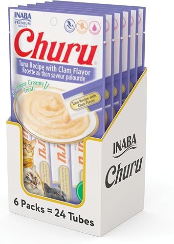 Vista 109 de INABA Churu - Bocadillo para gato, puré cremoso para gatos, sin cereales, que se puede lamer y exprimir, con vitamina E y taurina, 24 tubos de 0.5