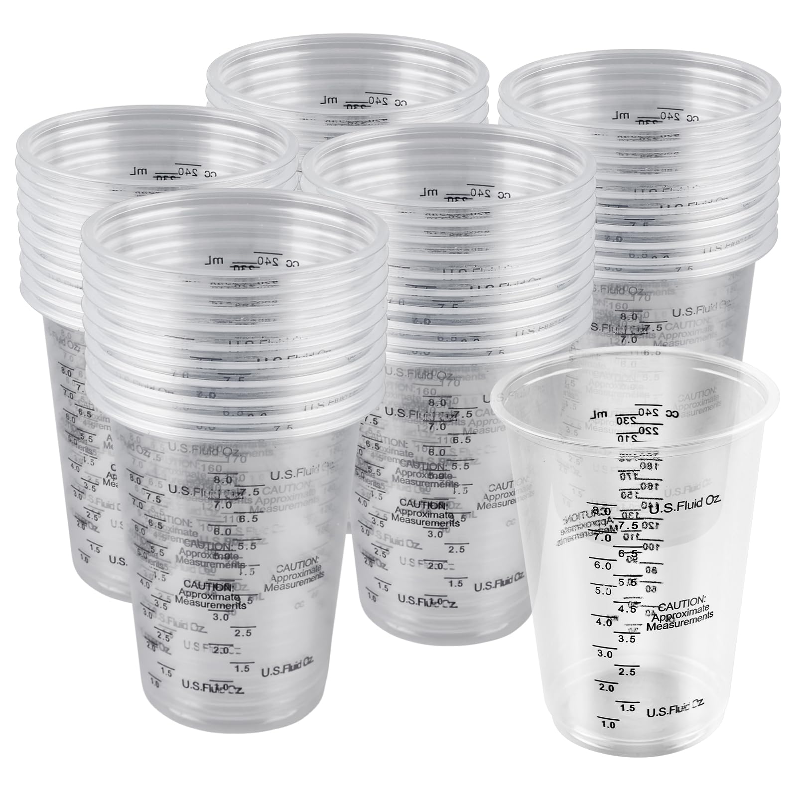 Epoxyhars mengbeker, 30 stuks roerbekers, 240 ml lakmengbekers met 30 stuks roerstaafjes, transparante verfmengbekers met schaalset, herbruikbare