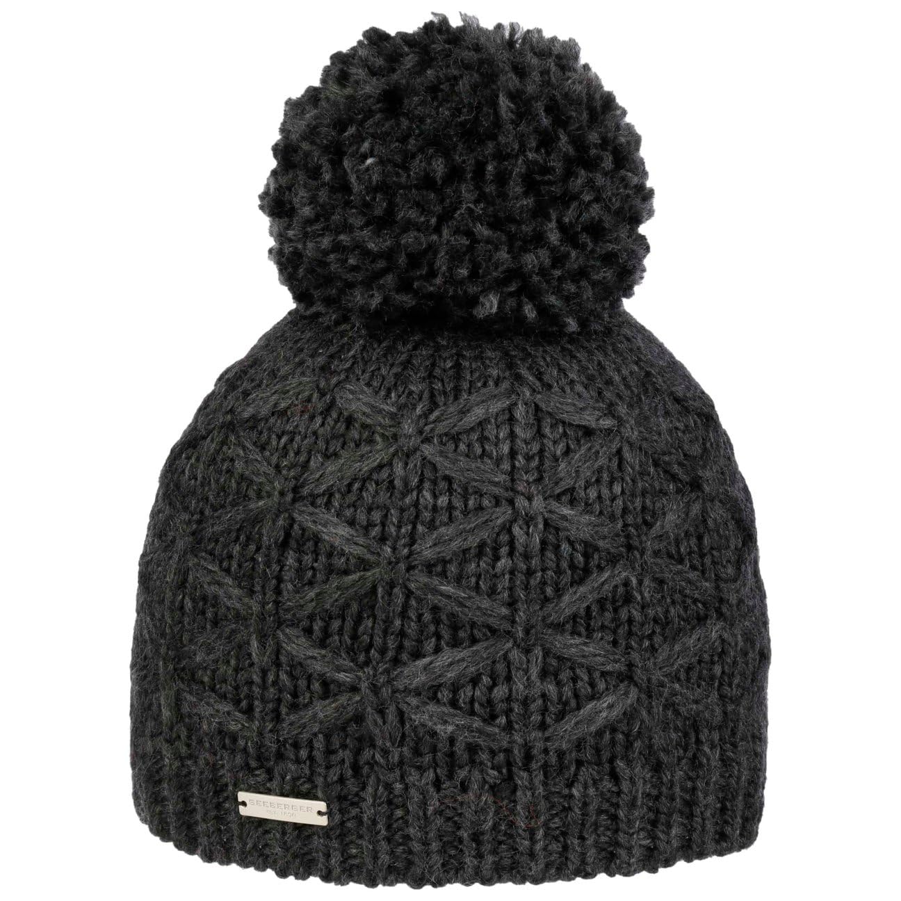 Seeberger Annelie Bommelmütze Strickmütze Wintermütze Damenmütze Beanie Damen/Herren - mit Futter Winter Herbst-Winter