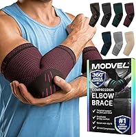 Vista 9 de Modvel Paquete de 2 coderas – Coderas de compresión para codo de golfista para aliviar el dolor en las articulaciones, recuperación, apoyos