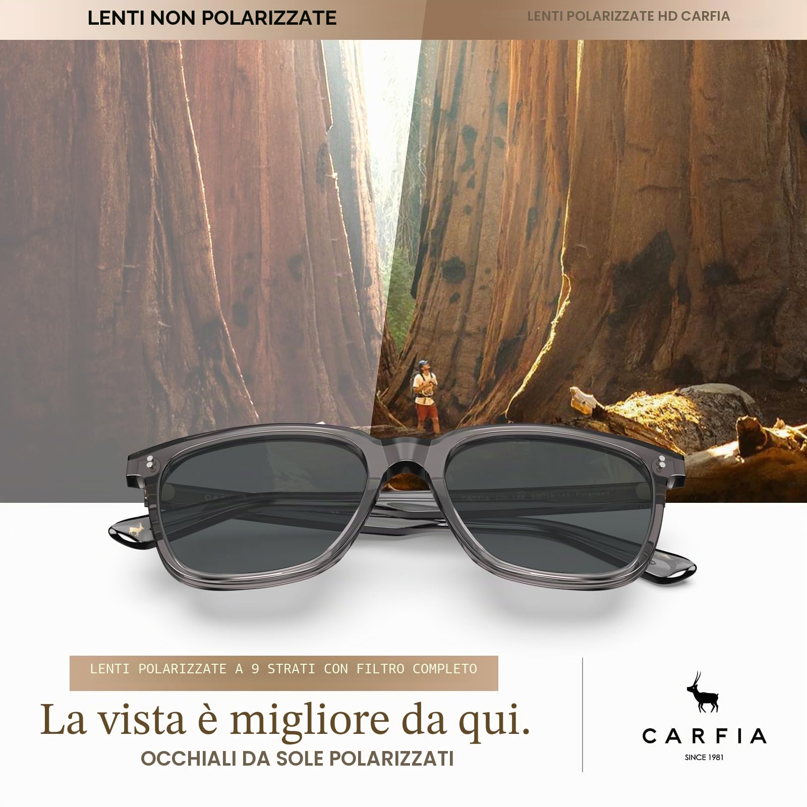 Carfia Vintage Polarizzati Occhiali da Sole da Uomo Protezione UV400 CA5354