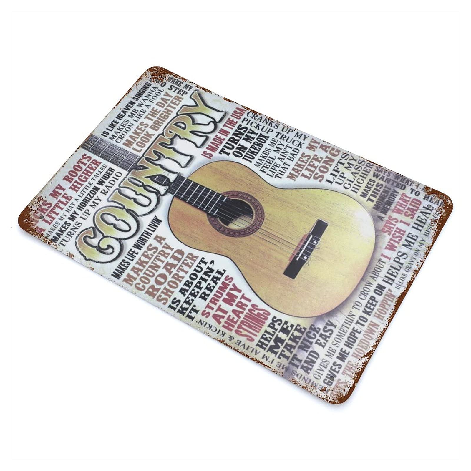 Targa Decorativa In Alluminio A Forma Di Chitarra – Scritta 'The Sun Is Coming' – Retrò, Per Casa, Bar, Garage – 30x40 Cm