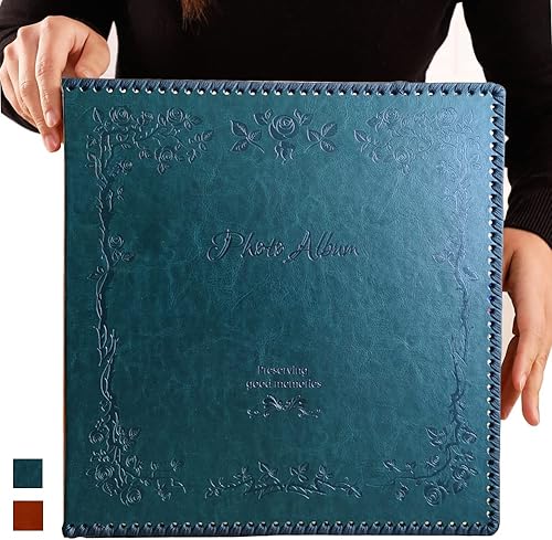 Álbum de fotos autoadhesivas, 80 páginas, enorme álbum de fotos autoadhesivo magnético con cubierta de cuero de inspiración vintage, álbumes de