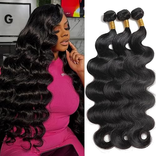 Manojos de cabello humano ondulado brasileño 100% sin procesar, virgen brasileño, Remy, extensiones de cabello humano para mujeres negras, 16, 18,