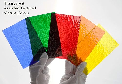 Miniatura 56 de Lanyani Paquete de 10 hojas variadas de vitrales, azulejos grandes de mosaico de vidrio catedral de 4 x 6 pulgadas para manualidades, mezcla verde