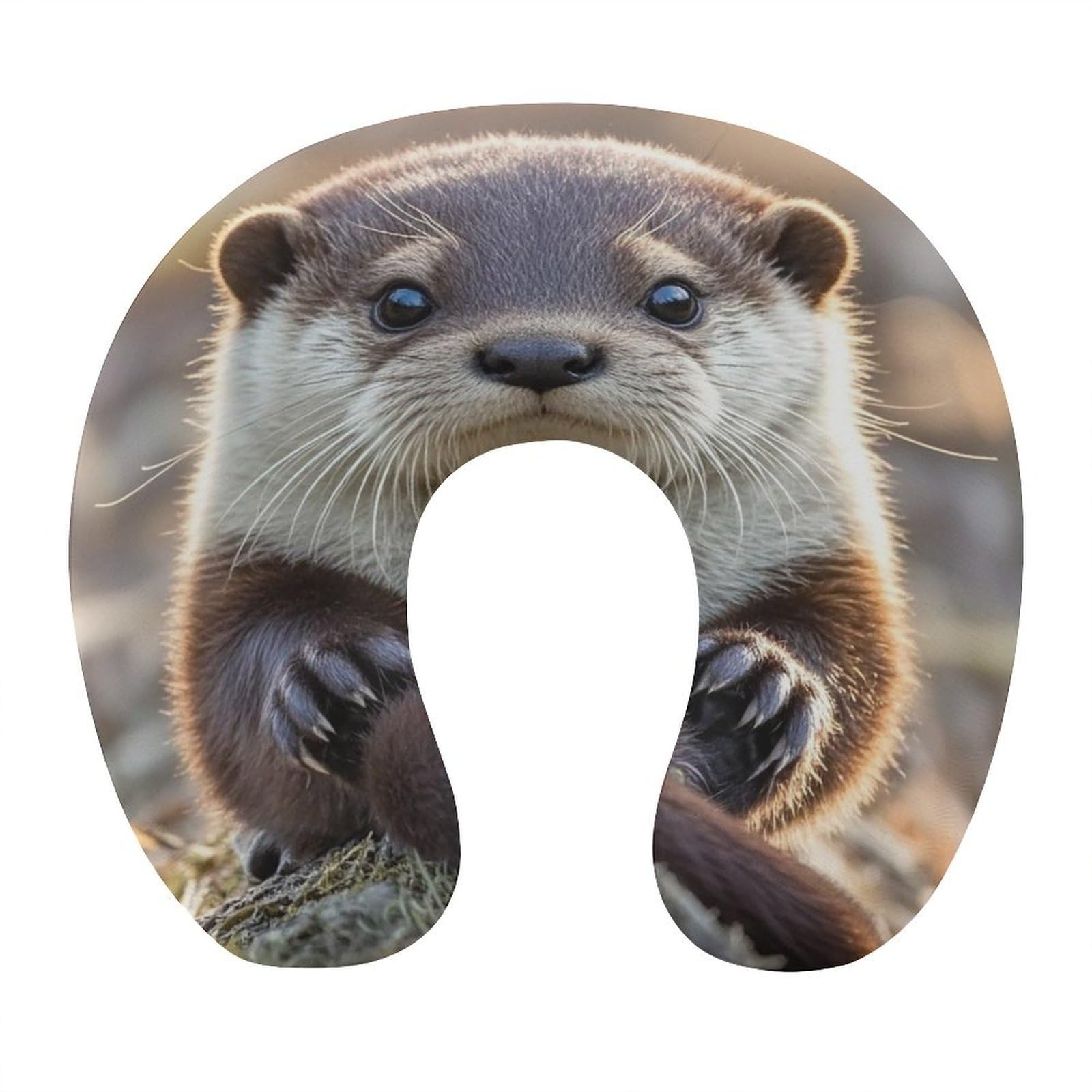 VstaDank Cute Otter Neck Pillow Soft Comfortable Travel U Shaped Pillows Portable Pillows for Shoulder Memory Foam Head Support Pillow for Airplane Car Home Office