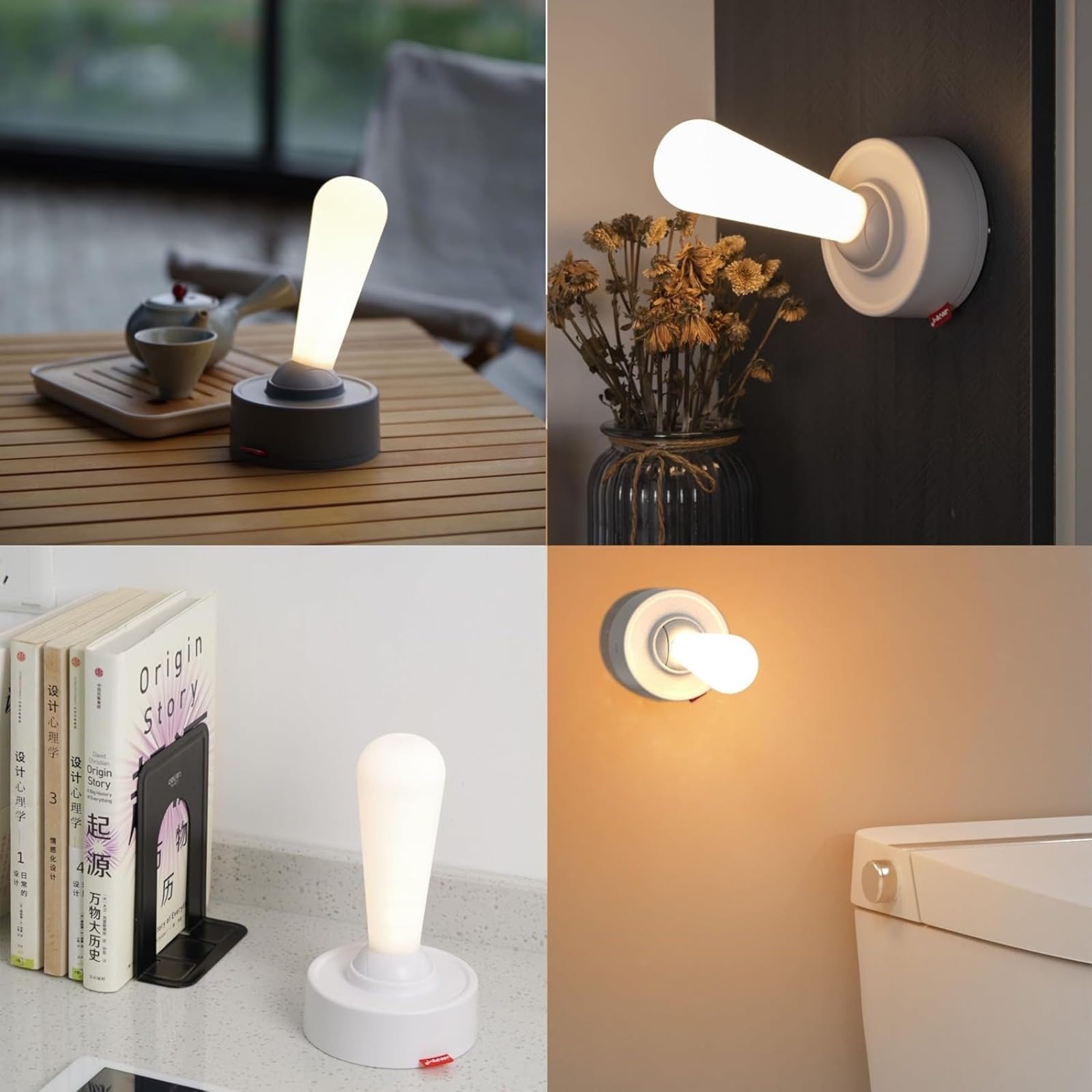 Luz nocturna de brillo ajustable, lámpara de noche recargable, lámpara de mesa portátil con batería de gran capacidad, iluminación ambiental regulable para dormitorio, guardería, habitación de los