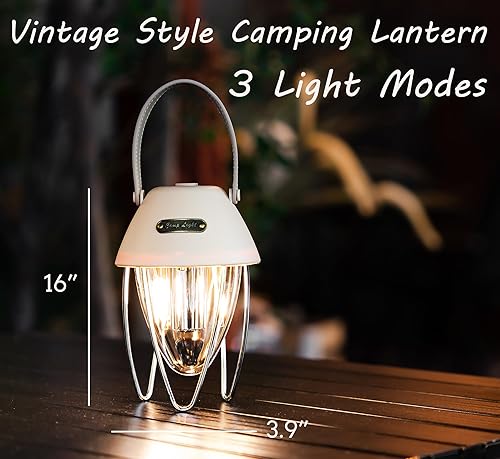 Miniatura 3 de Linterna LED vintage recargable, lámpara de ducha impermeable estilo retro, linterna clásica de ferrocarril con control regulable, luz colgante