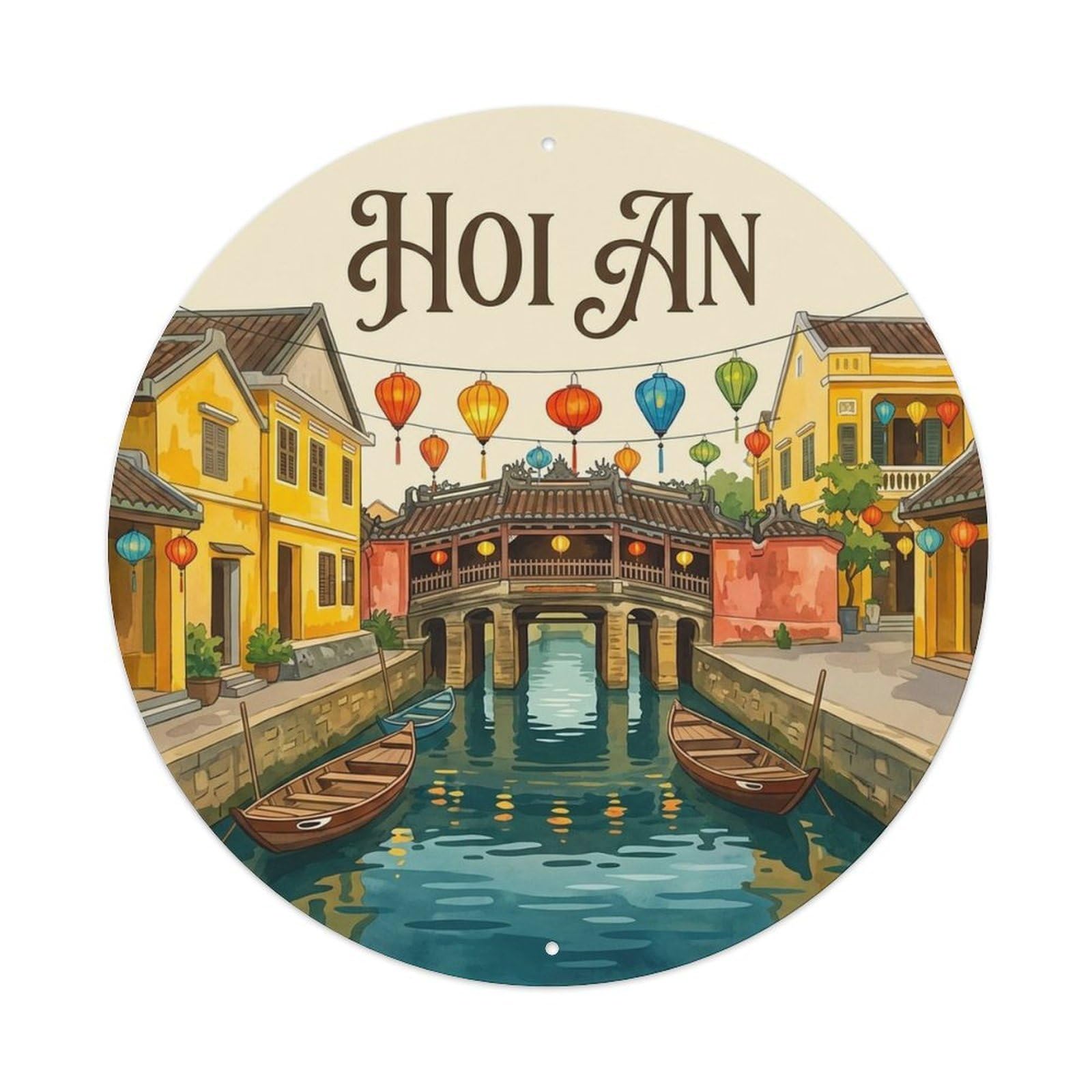 Hoi An Vietnam Vintage Travel Destination Landmark Metal Tin Sign