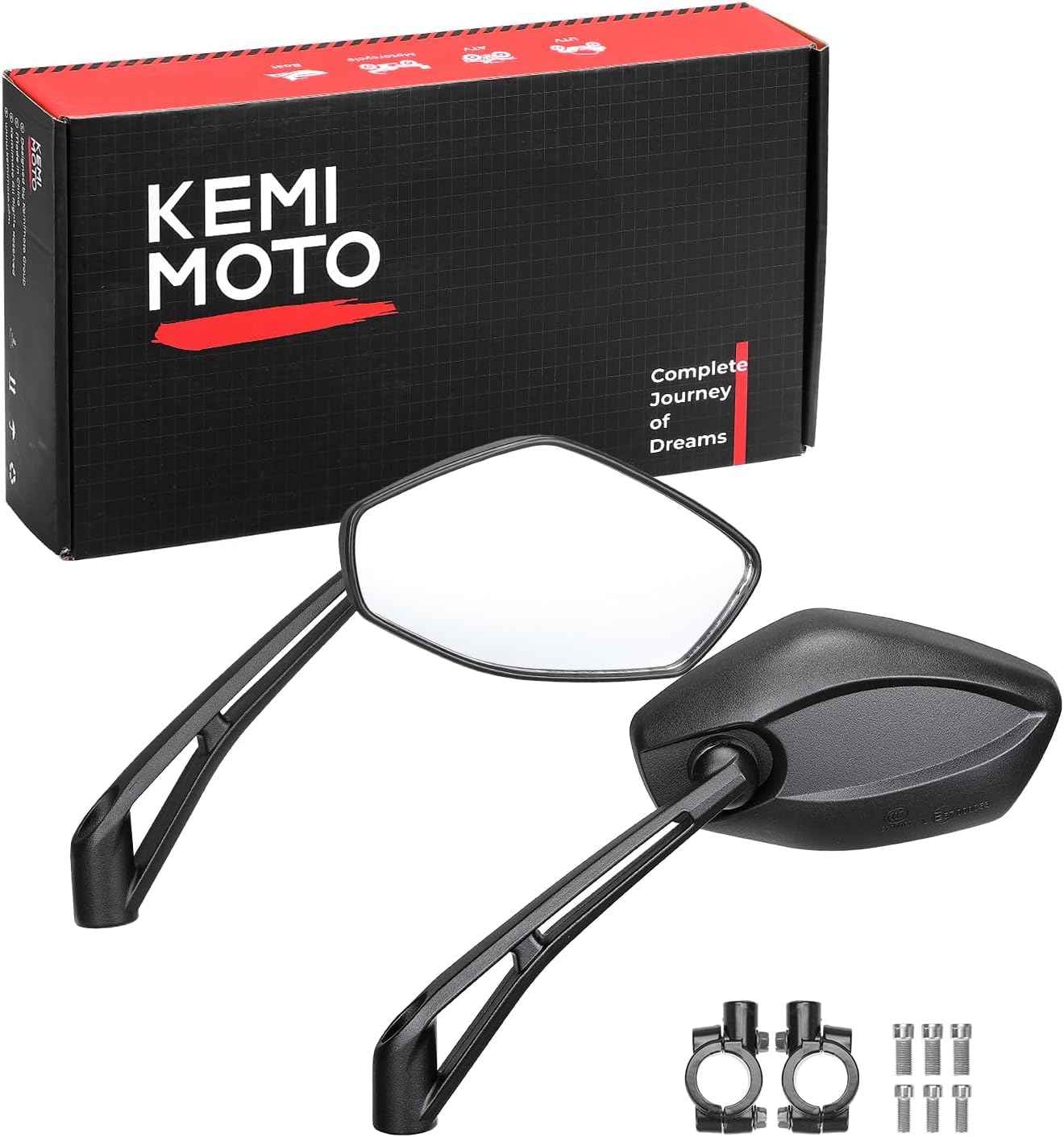 KEMIMOTO Specchietti Moto Universali M8 e M10, Specchietto Retrovisore Moto con Staffa, Specchi Retrovisore Laterale Compatibile con MT07, MT09