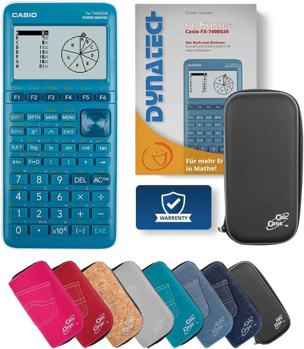 Casio FX-7400GIII Graphing Calculator with CalcCase Protective Case and Book - Classic Set Black