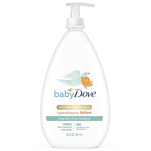 Baby Dove Loción facial y corporal para pieles sensibles y sensibles sin fragancia loción para bebés 20 onzas