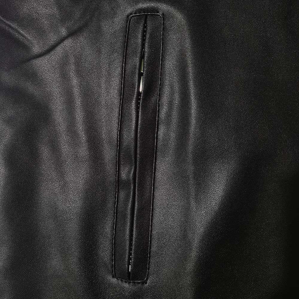 Chaqueta de piel sintética para hombre, estilo bomber para motocicleta, ajuste delgado, suave al tacto, clásico, cuello alto, casual, con cremallera, grueso, cálido, resistente al viento,