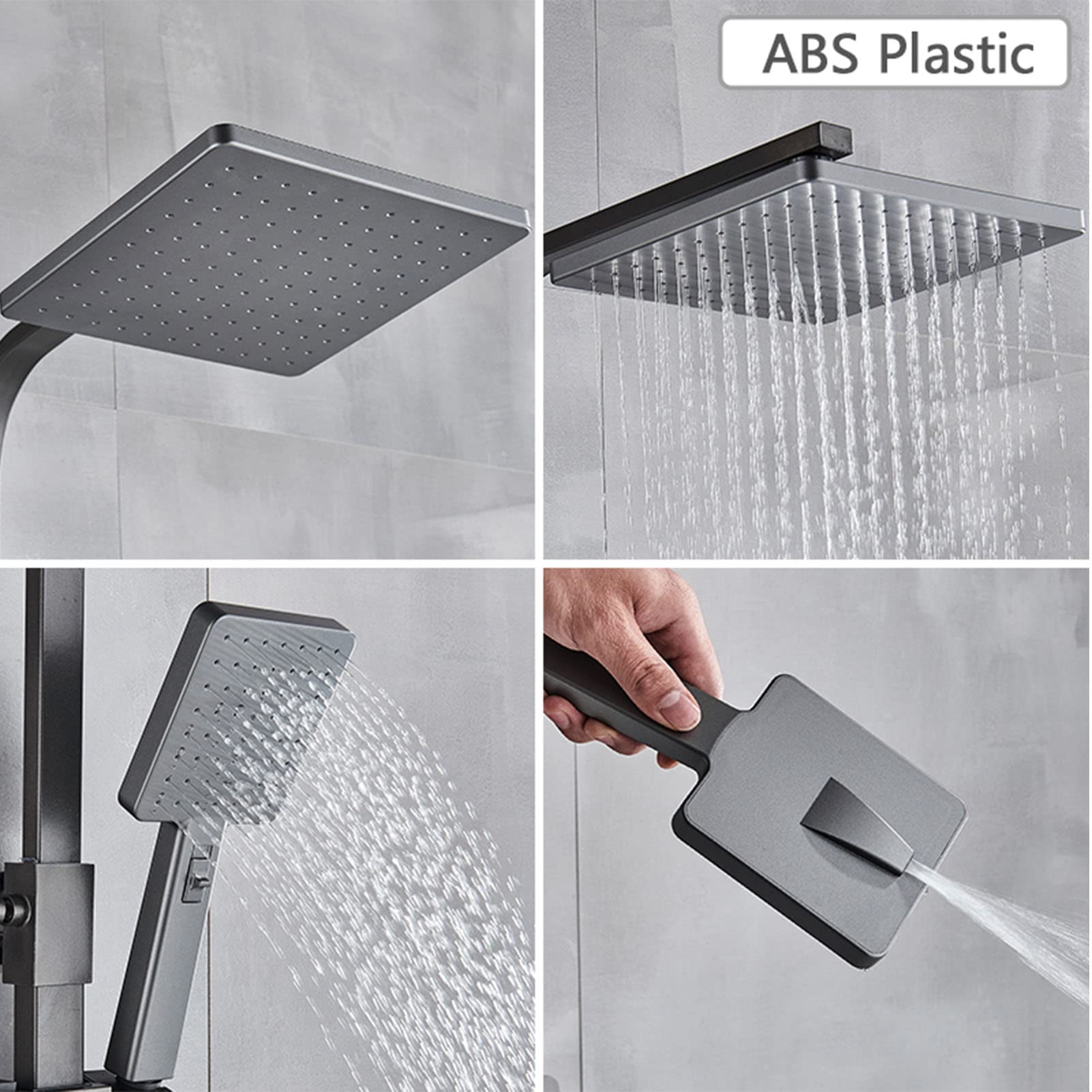 Set di rubinetti per Doccia a Vista, rubinetti per Bagno a Parete, Sistema Doccia con soffione a Pioggia e doccetta per Bidet in Ottone, Miscelatore per Vasca da Bagno, Grigio,
