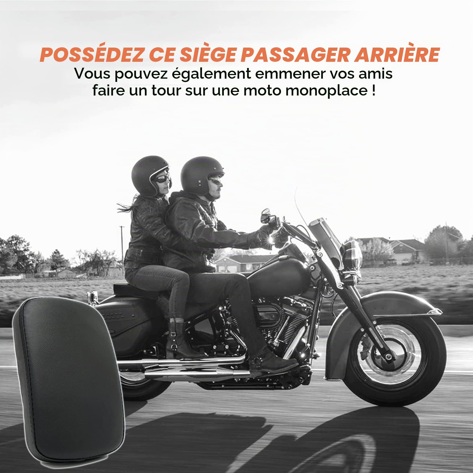 Coussin de Siège Passager Moto pour Harley 883 X48 1200 Custom Chopper