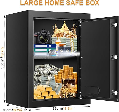 Miniatura 3 de 2023 NUEVO Caja fuerte para el hogar de 1.5 pies cúbicos, resistente al fuego, impermeable, con bolsa ignífuga A4, cajas fuertes antirrobo a prueba