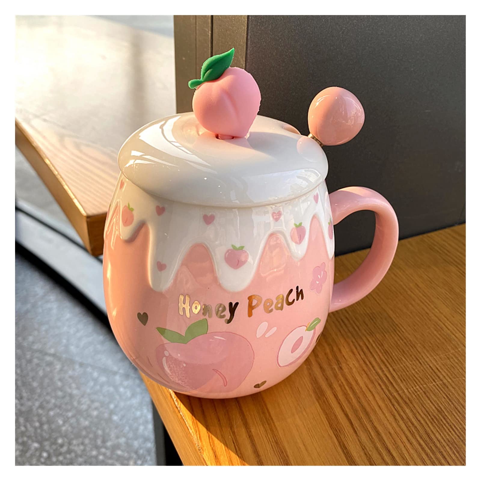Tasse Tasses 17 oz (500 ml) ménage rose pêche en forme de tasse céramique petit déjeuner lait après-midi service à thé café hommes et femmes usage quotidien