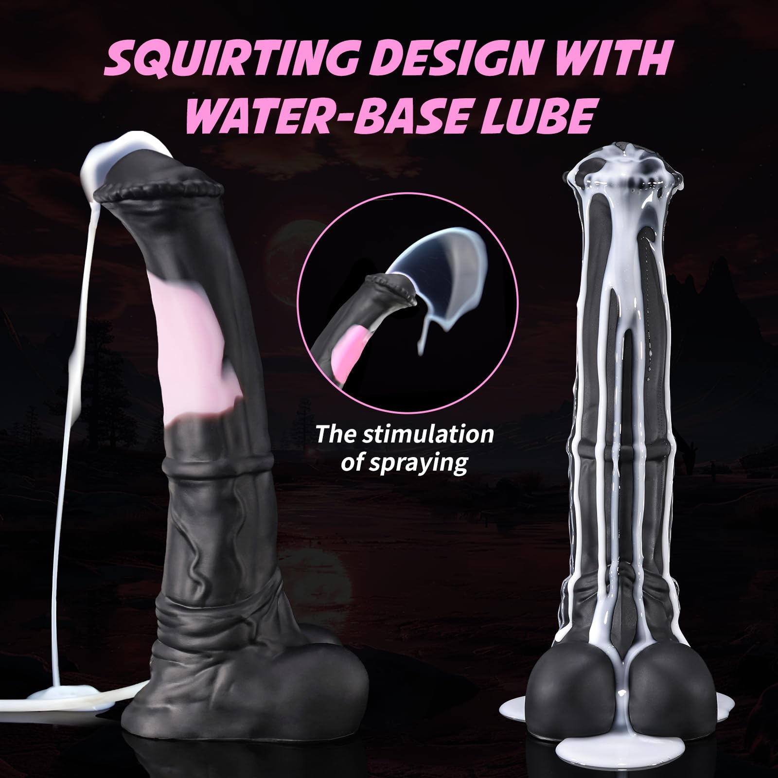 Nothosaur CONOLA W/Tube 13.4 Inch Fantasy Horse Dildo, Platinum Silicone Animal Dildo with Textured Head & Veined Shaft, Thick Anal Dildos with Strong Suction Cup for G Spot & Anal Play - Black Pink: XL Black&pink (W/Tube)