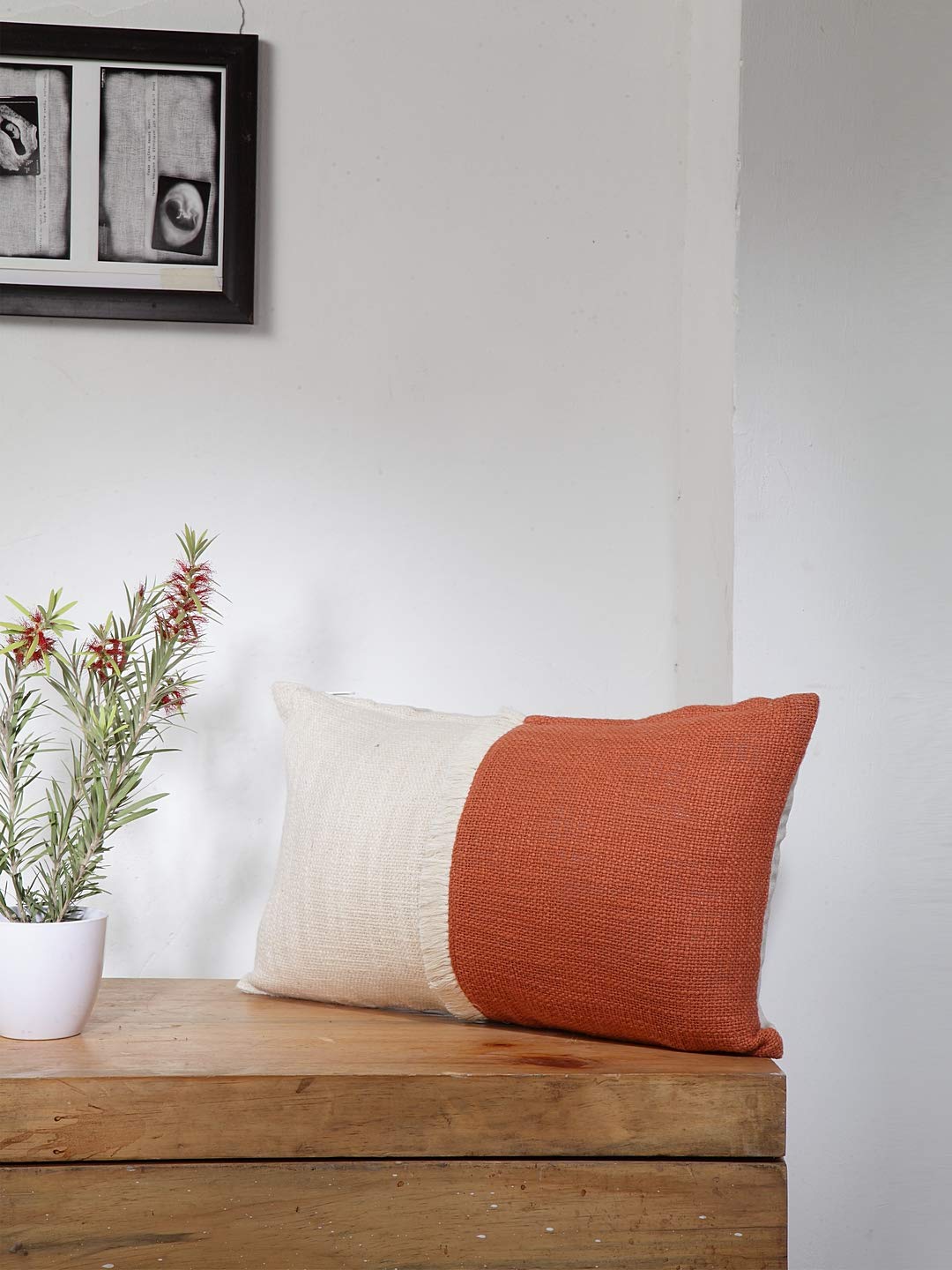 blanc 9 BLANC9 Single Cushion Cover, 12x20 Inches, Modern and Comfortable Pillow Case for Home, Office, Living Room - (Terracotta/Natural)-picture-10