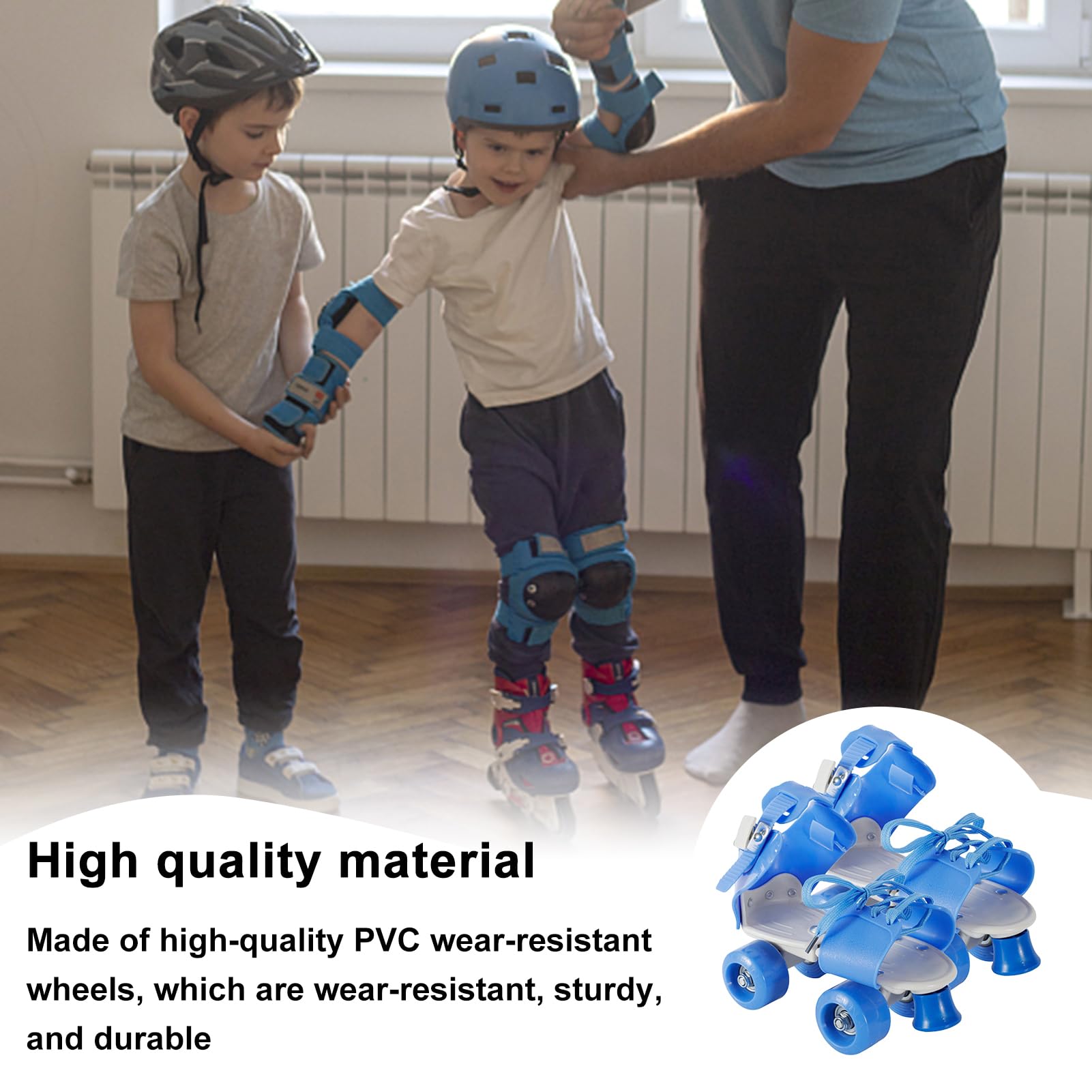 Adjustable Roller Shoes - Quad Roller Shoes with Adjustable Straps | Kids Adjustable Quad Roller Skates | Wear-Resistant Double Row Design, No Need to Take Off Shoes for Teenagers, Kids Boys Girls