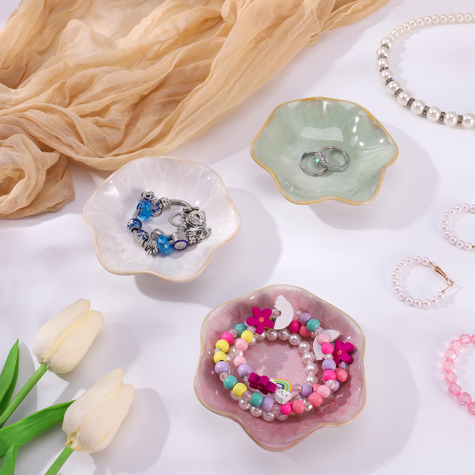 Keramik Schmuckschalen 2er Set - Muschelförmige Ablage Für Ringe & Schmuck