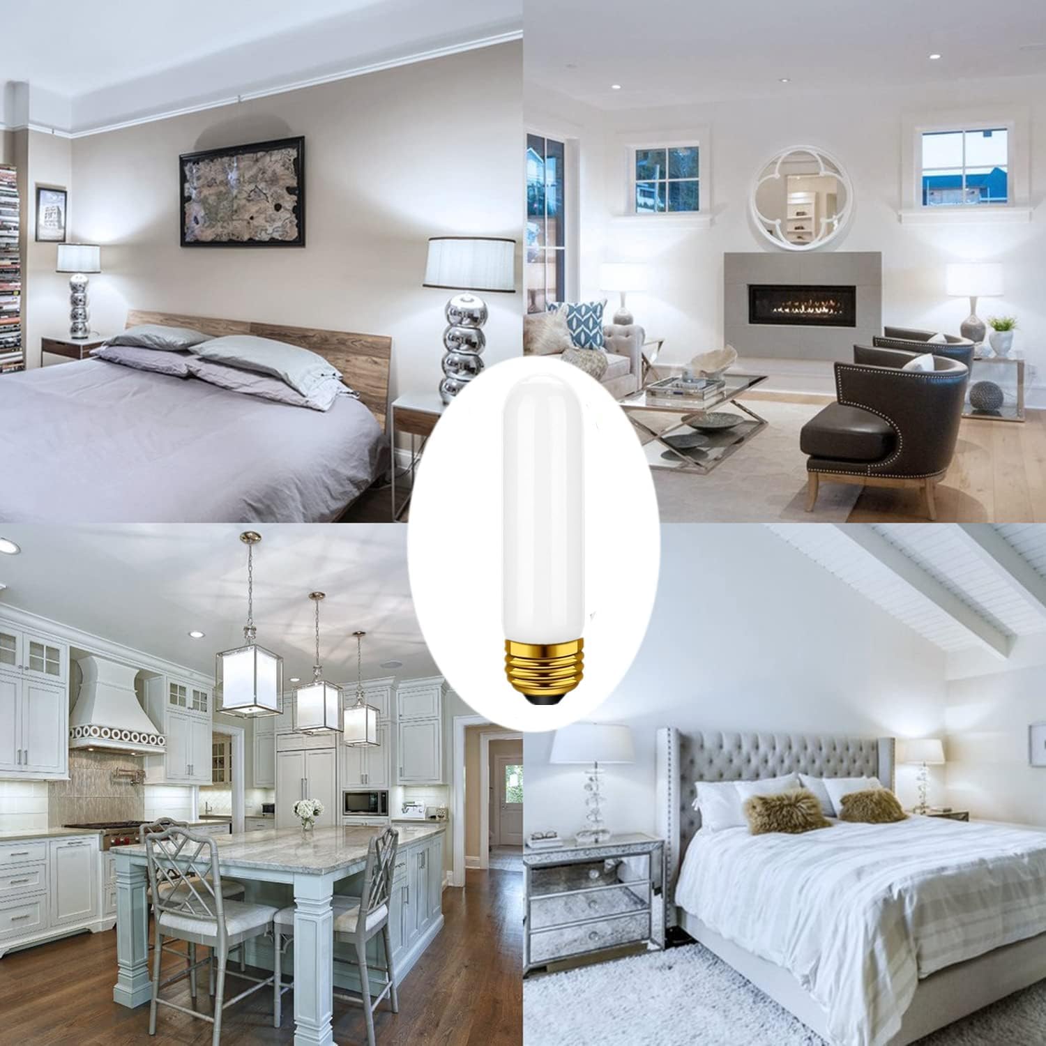 25 Watt T10 Frosted Bulb, T10 Tubular Light, Vintage Style Showcase Bulb,Showcase lamp, 2700K Soft White, E26 Medium Base, 280 Lumens (4PACK)
