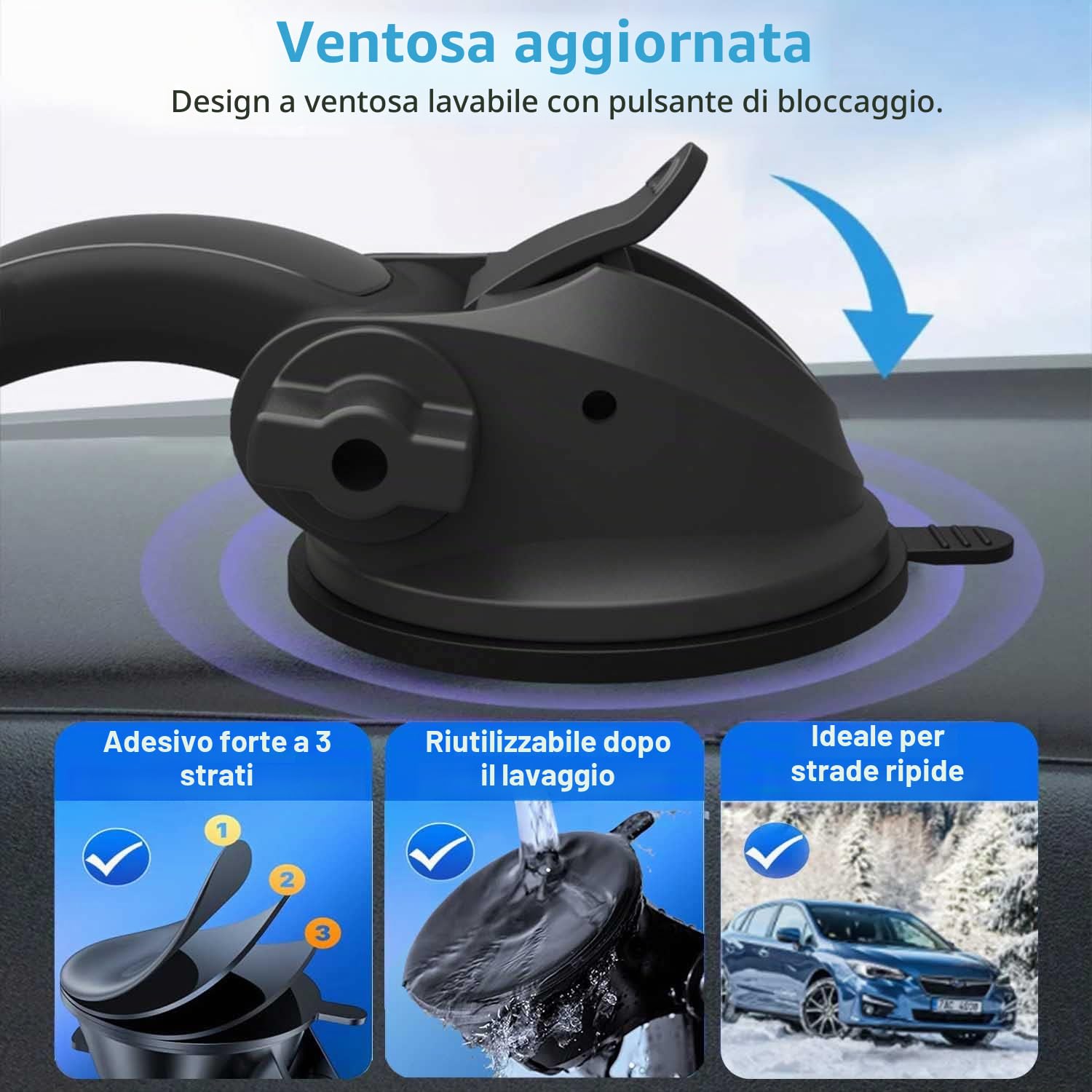 Supporto Tablet Auto Cruscotto per 4-13 pollice iPad Smartphone, Porta Tablet Cruscotto Parabrezza, Portatablet per iPad Pro 12.9 10.5 9.7 Air Mini, Samsung Tab, Fire HD, iPhone, Cellulare
