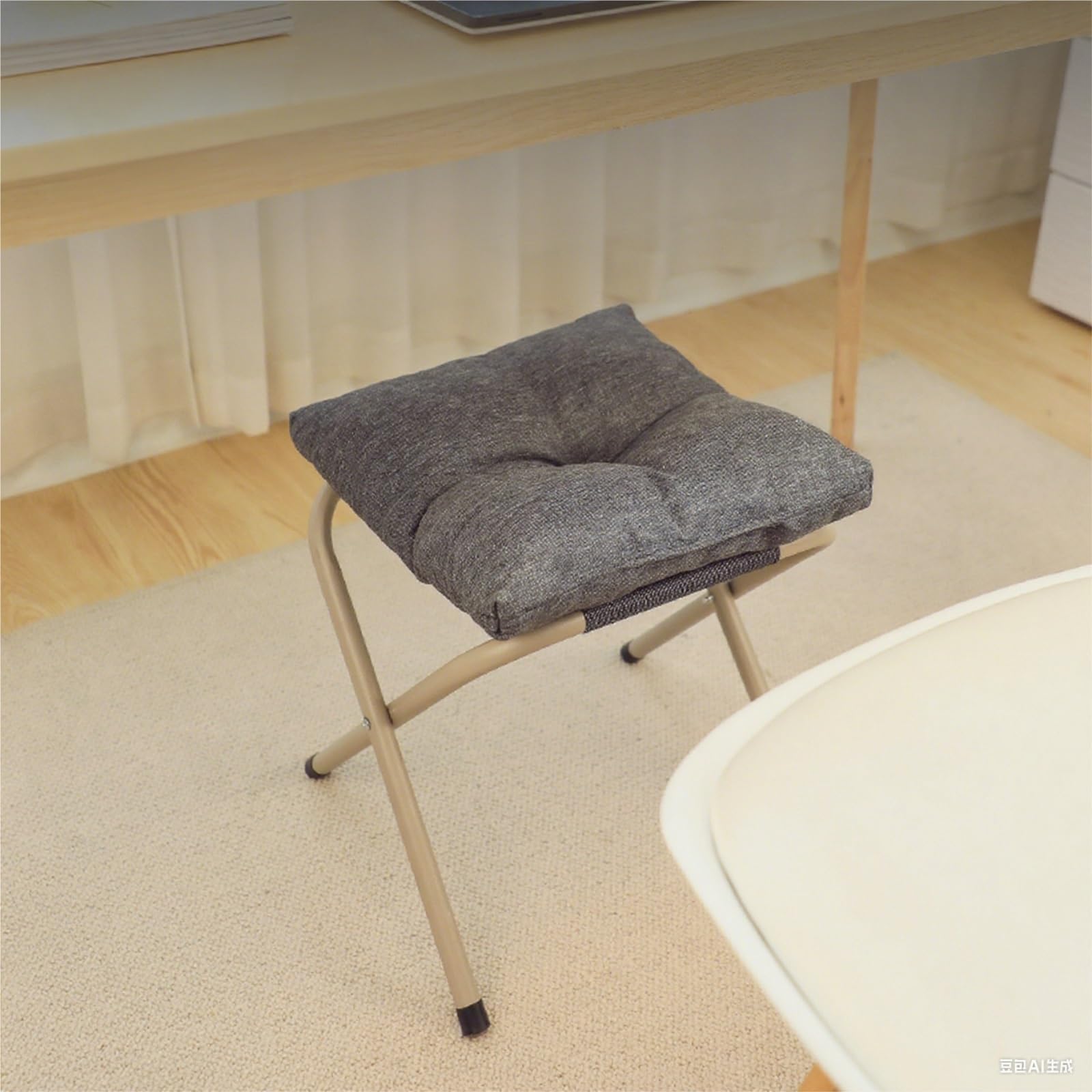 Ottomana Salón Reposapiés Plegable con Cojín Grueso, Multifuncional, Portátil Asiento Extra(Black)
