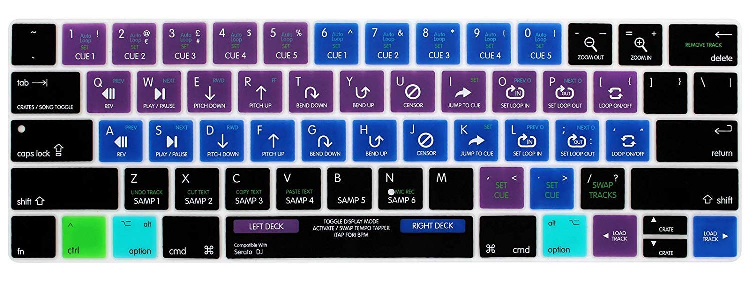 Saco Shortcut Keyboard Cover Compatible with MacBook Pro with Touch Bar 13 and 15 inch 2019 2018 2017 2016 (Model: A2159, A1989, A1990, A1706, A1707), Silicone Skin Protector, Serato Dj