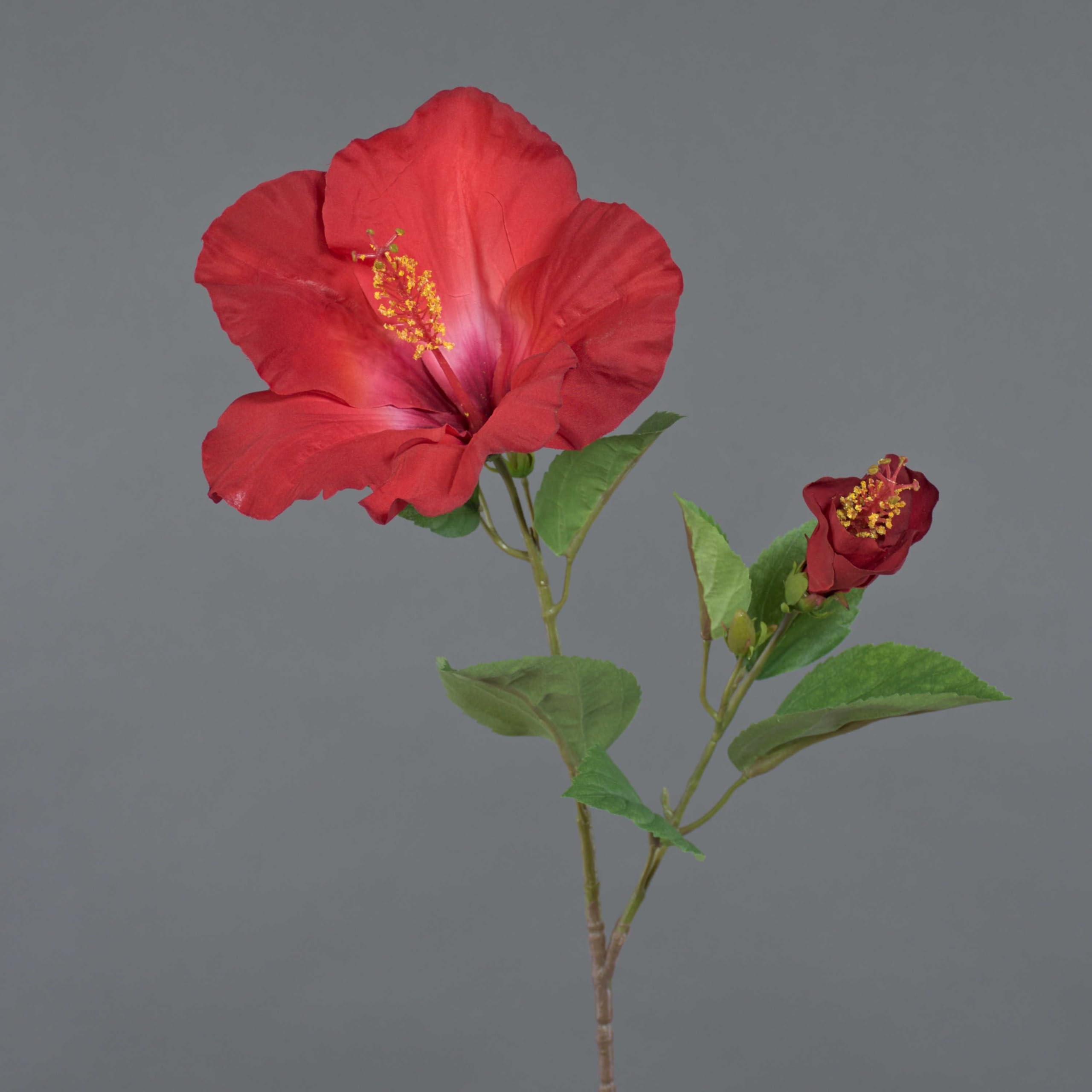 artplants.de Silk hibiscus flower OAHU with flowers, red, 65cm - Fake rose mallow/Artificial hibiscus plant