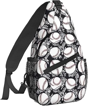 Baseball Leaves Sling Bag For Women Crossbody Shoulder Bag Casual Daypack Backpacks Men Chest Bag Gym Cycling Travel Hiking