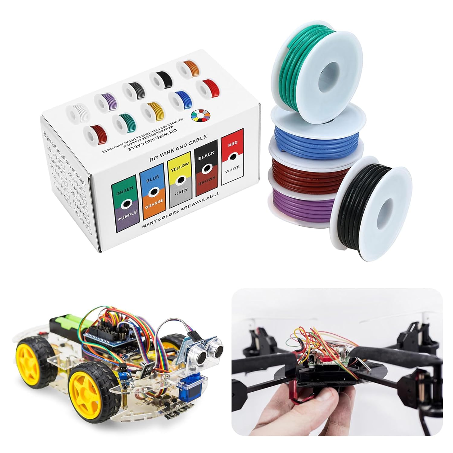 耐熱ソフトシリコンワイヤーケーブル 20/22AWG 錫メッキ銅線 5 色電子ワイヤーケーブル 32.8ft/10 メートル