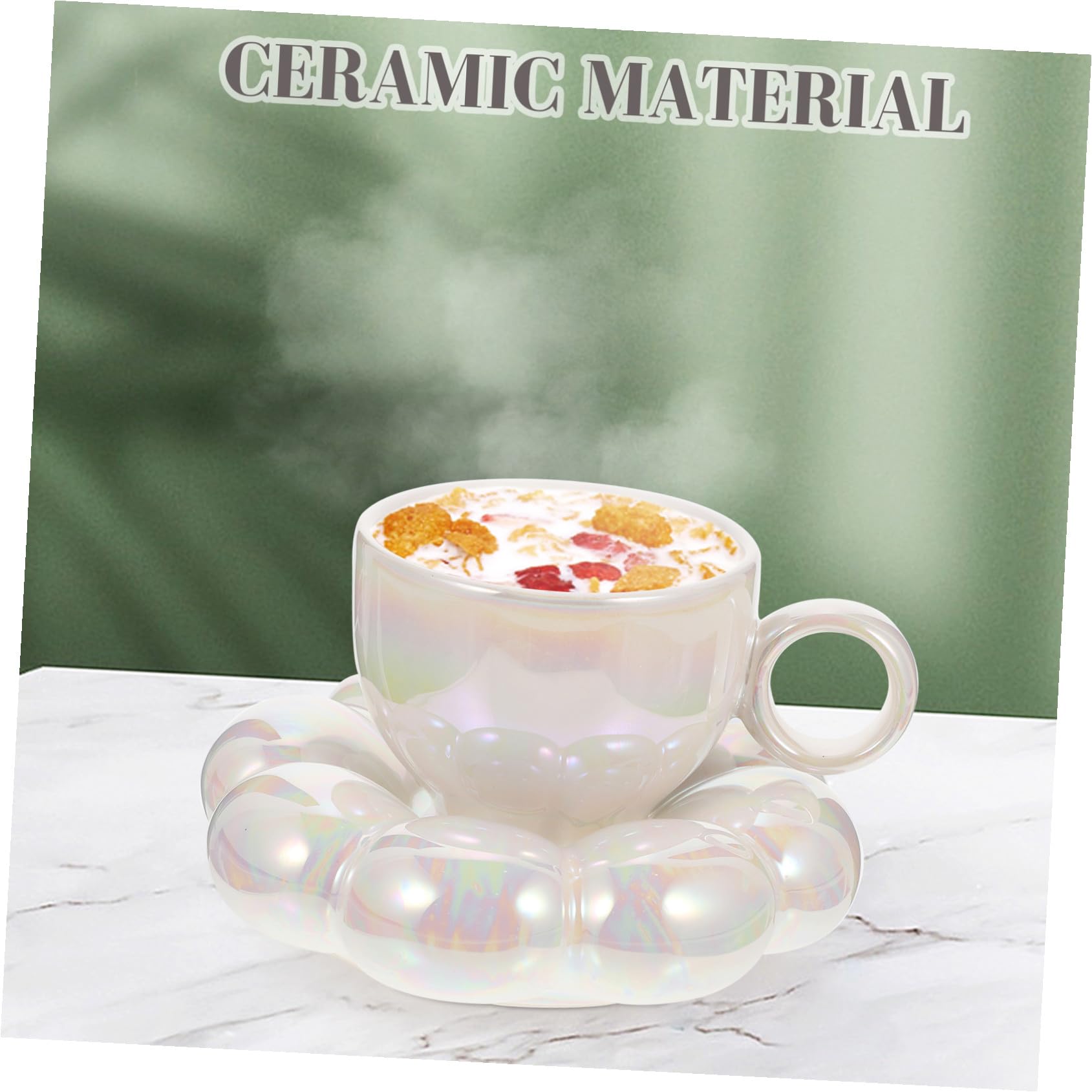 VANZACK Juego de Tazas de Café de Cerámica de 200ml con Platillo, Diseño Delicado y Base Plana, Adecuado para Café y Té en Casa o Obsequio Especial