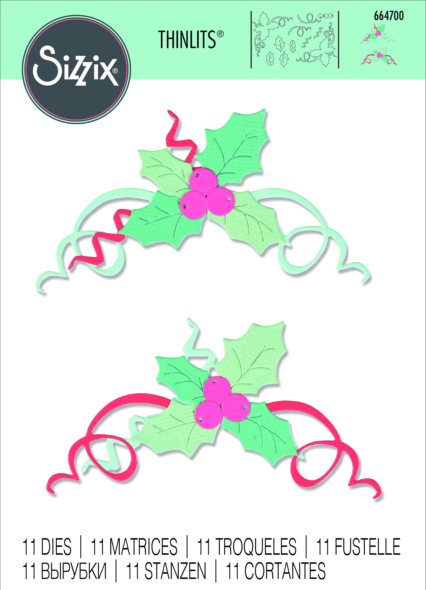 Sizzix Christmas Thinlits Die Set Boughs of Holly - Image 3