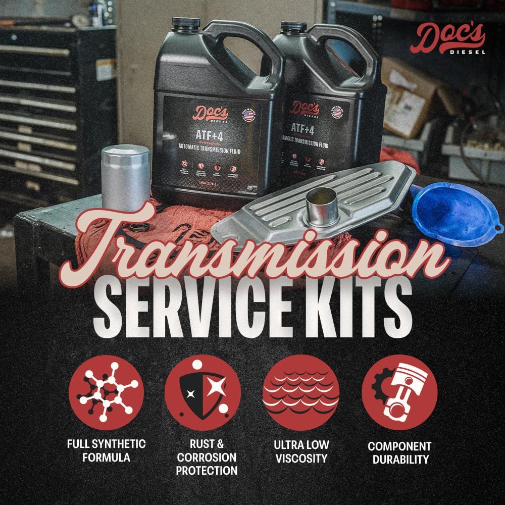 Doc’s Diesel ATF 4 Full Synthetic Transmission Fluid with Filters | Complete Service Kit for Dodge RAM 6.7L Cummins 68RFE 2007.5-2024 (4WD)