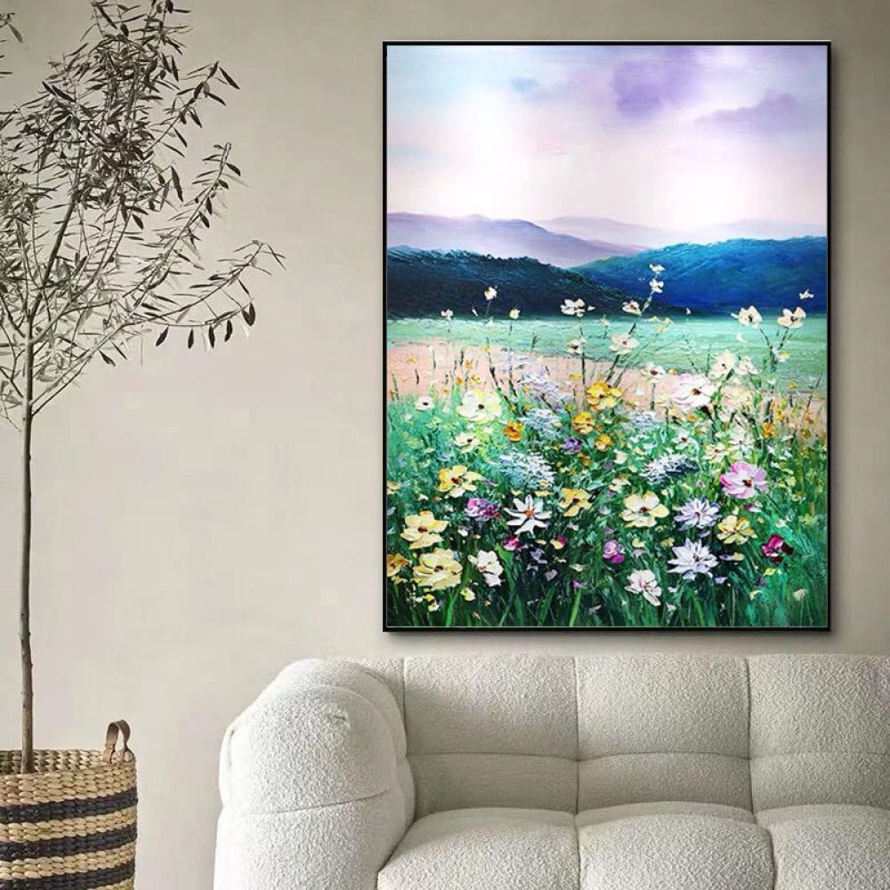 Peinture à l'huile 100% peinte à la main, toile florale premium texturée 110x180 cm