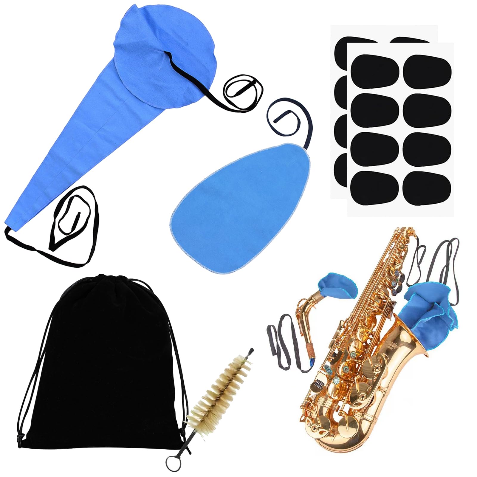TYXHXTF Kit de Nettoyage pour Saxophone, Chiffons de Nettoyage pour Saxophone, pour l'entretien de la Clarinette de Saxophone