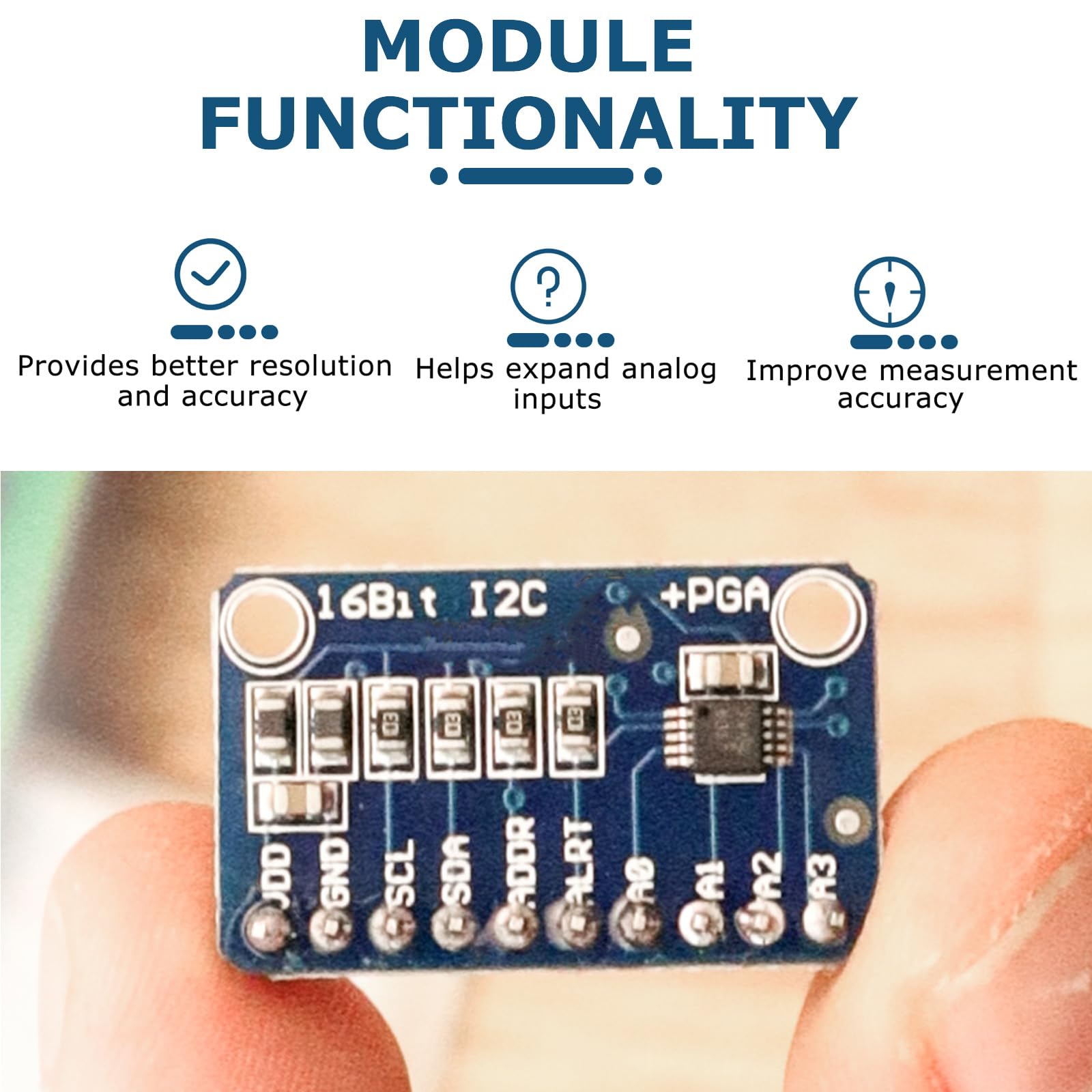 5 pezzi ADC a 16 bit a 4 canali per convertitore analogico-digitale Modulo scheda di sviluppo compatibile con Ard-uino compatibile Modulo scheda di sviluppo Convertitore analogico-digitale