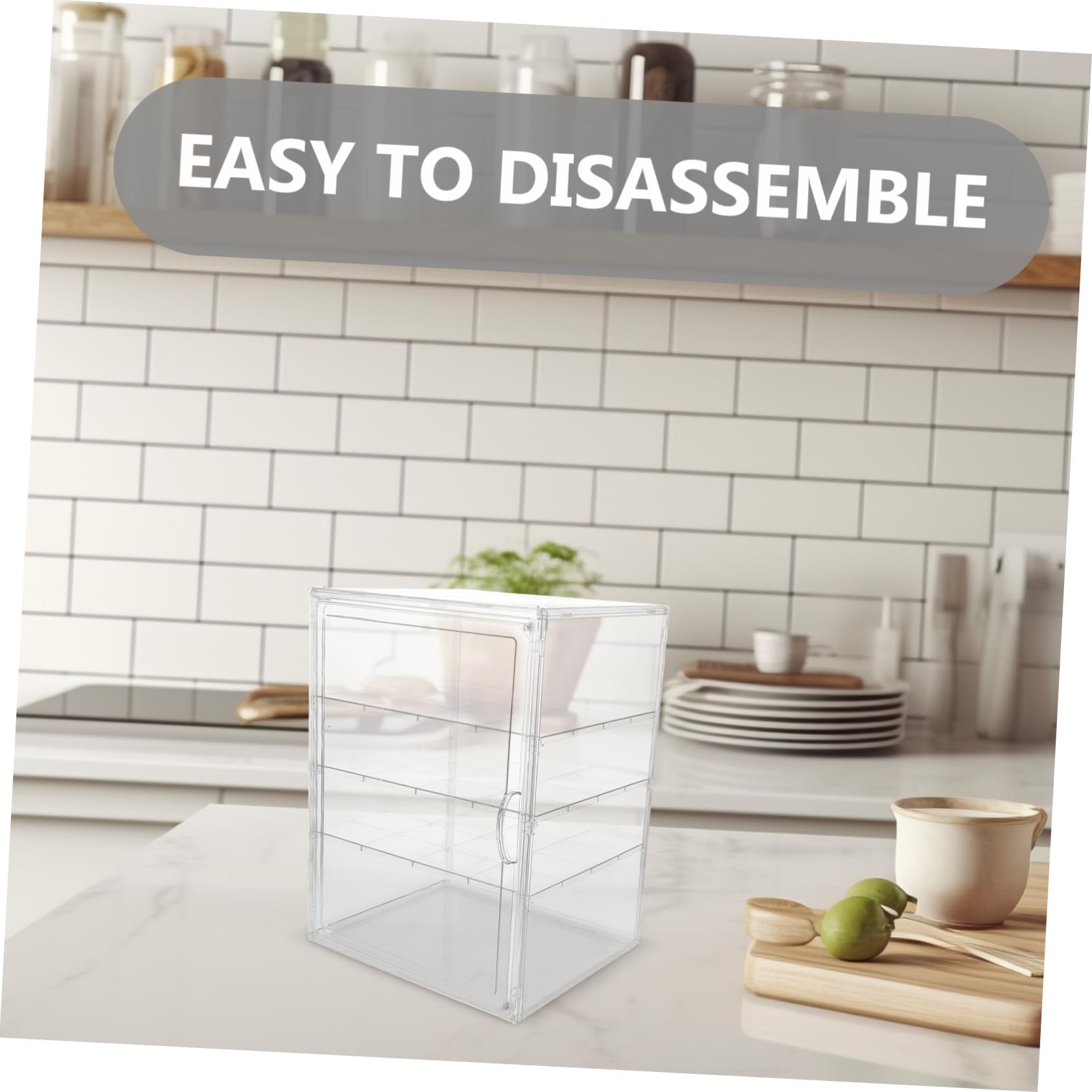 Vitrina Expositora de Mostrador de 4 Niveles PET Transparente