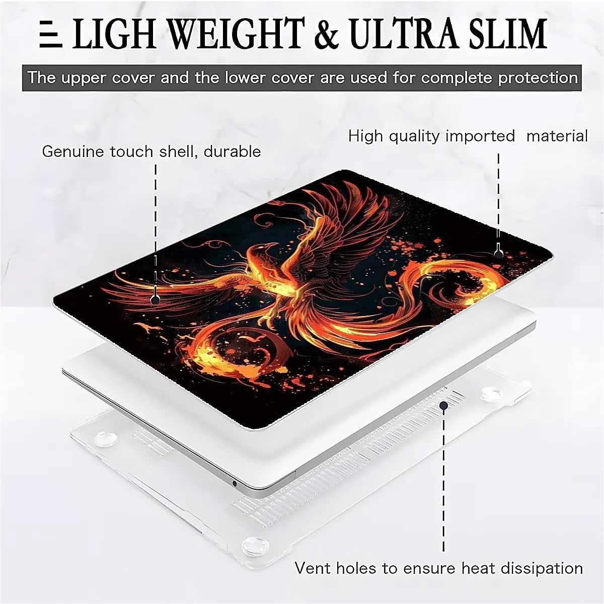 Computer Case for MacBook Pro 16 Inch Phoenix Reborn Colorful Pattern Clear Release 2019 Model A2141 Hard Shell Case Compatible with MacBook Pro 16 Inch
