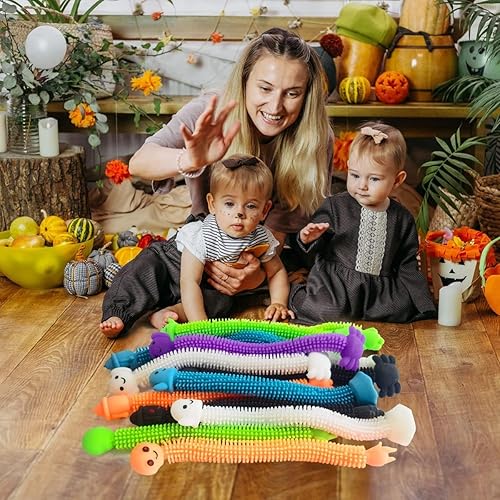 Miniatura 5 de Paquete de 24 juguetes sensoriales de cuerdas elásticas para Halloween, ideales para niños, estudiantes, alivio del estrés y antiansiedad, surtido