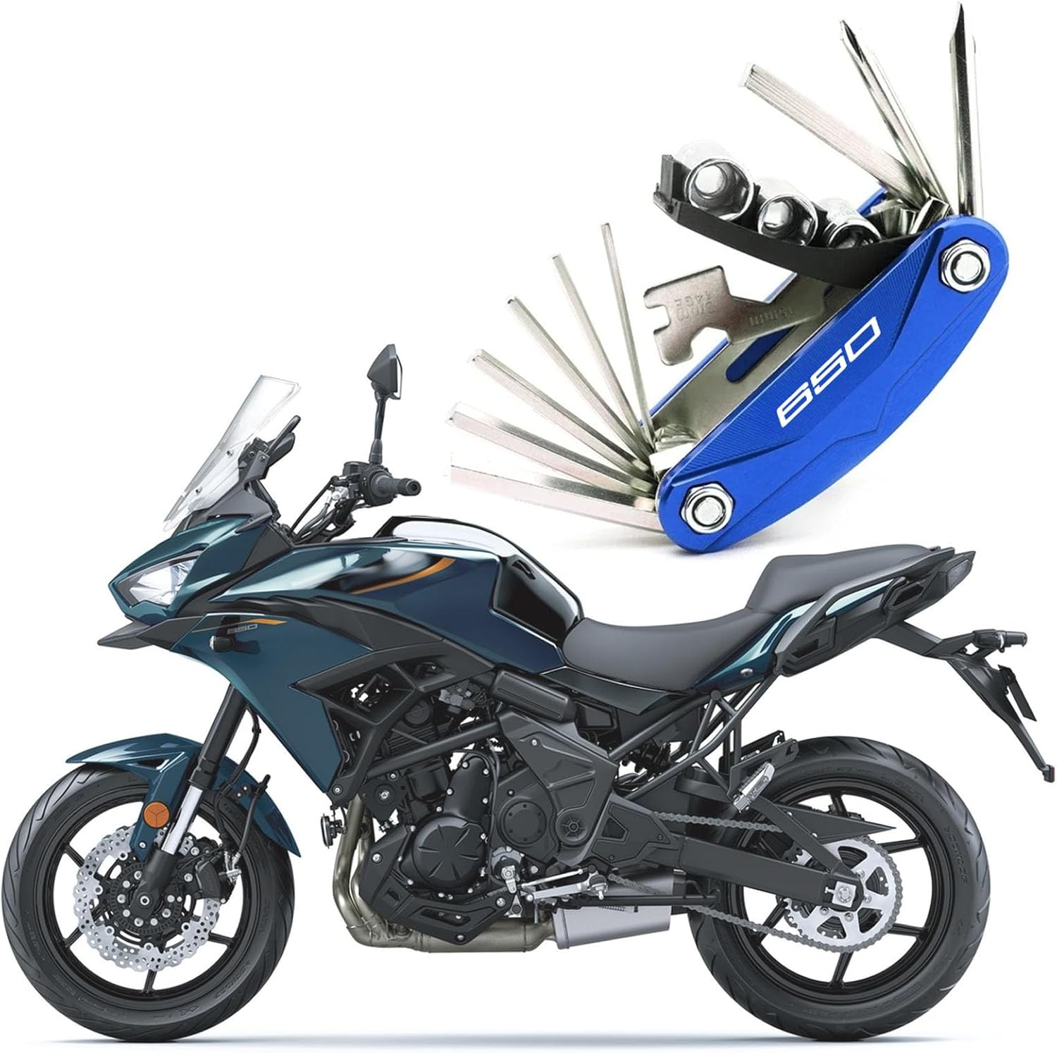 Suitable for VE&RS&YS 650 Ve&rs&ys 650 motorcycle multi-tool portable repair screwdriver set tool accessories (Blue)