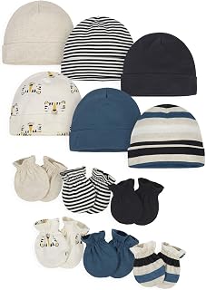 Onesies Brand Unisex Baby 12-Pack Cap & Mitten Set - 100% Cotton Rib, Soft Breathable Fit for Newborns