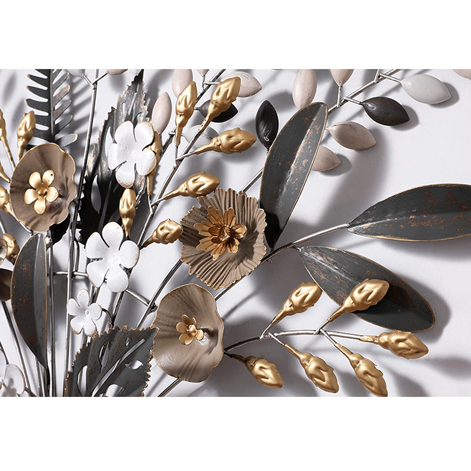 Decoración de Pared Decoración de pared estilo casa de campo, decoración de pared de metal de lujo, luz moderna, decoración de arte de pared de metal, arte de la naturaleza, escultura decorativa de me