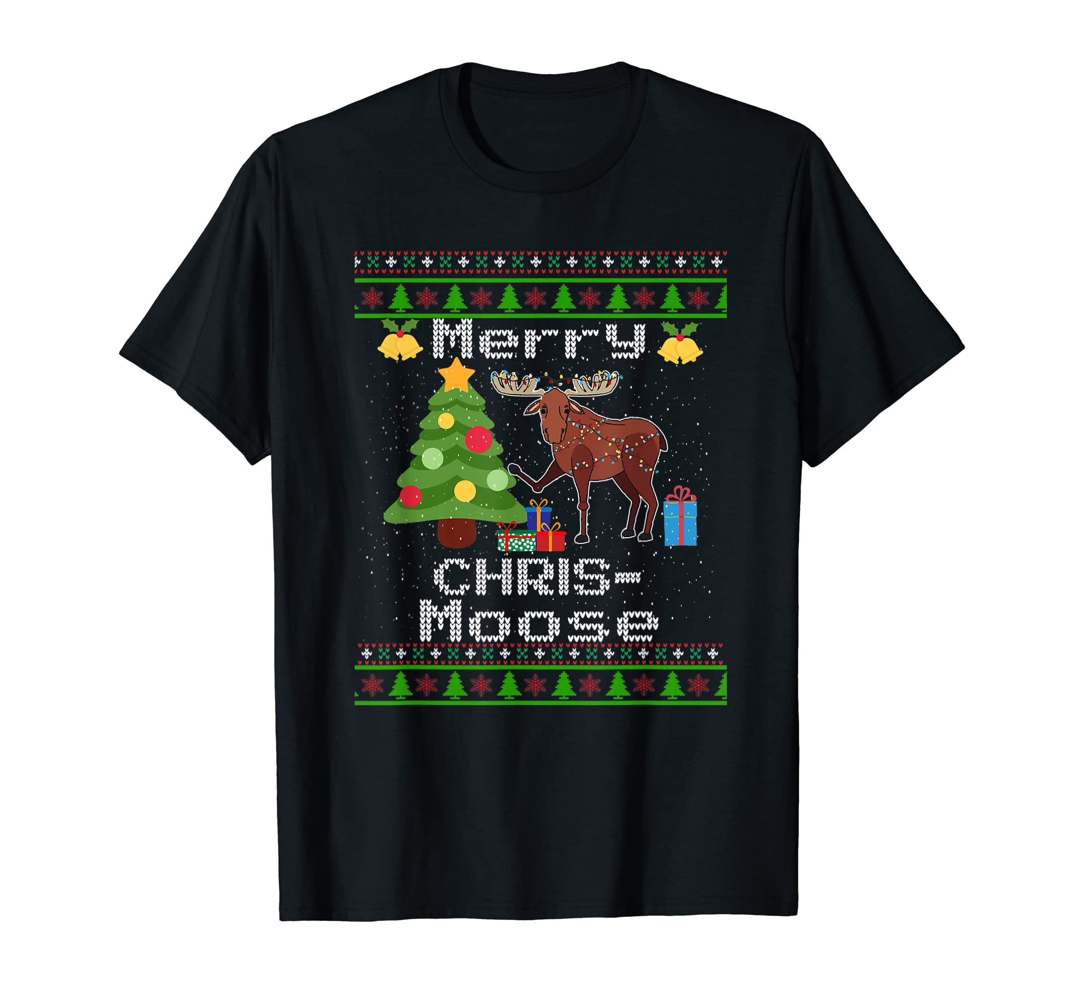 Moose Ugly Christmas Sweater Merry Chris-Moose Funny Moose T-Shirt